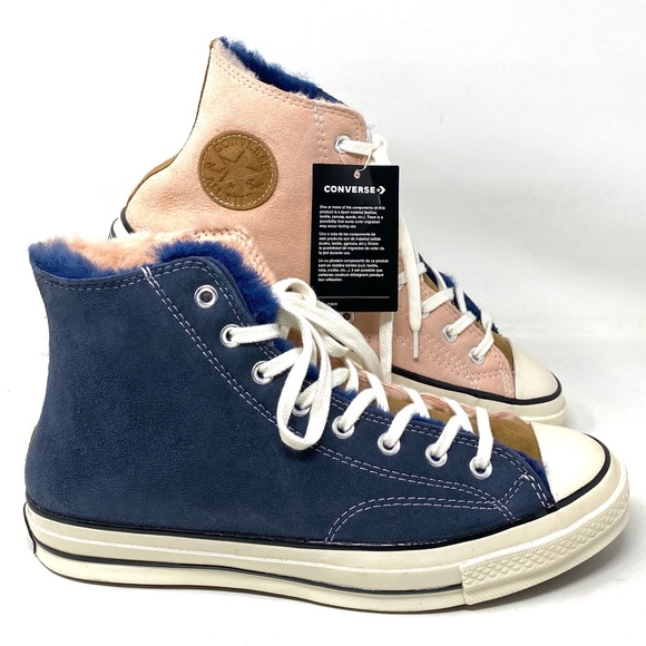 Converse Other - Converse Chuck 70 Shoes High Top Suede Fur Navy Pink Men’s Size Sneakers 166319C